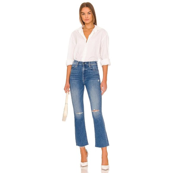 MOTHER Hustler High Rise Ankle Fray Flare Jeans -Cant Stop Staring NWT - Size 32 - Picture 5 of 5